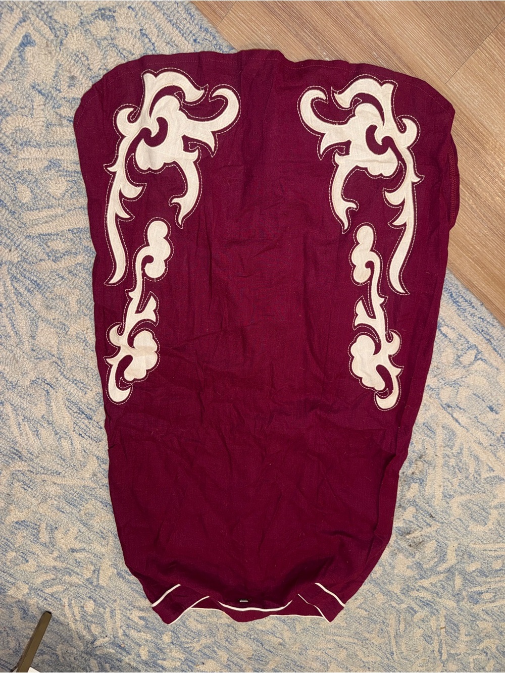 Lucky & Blessed Burgundy Maxi Skirt with Cream Embroidery - Picture 4 of 4